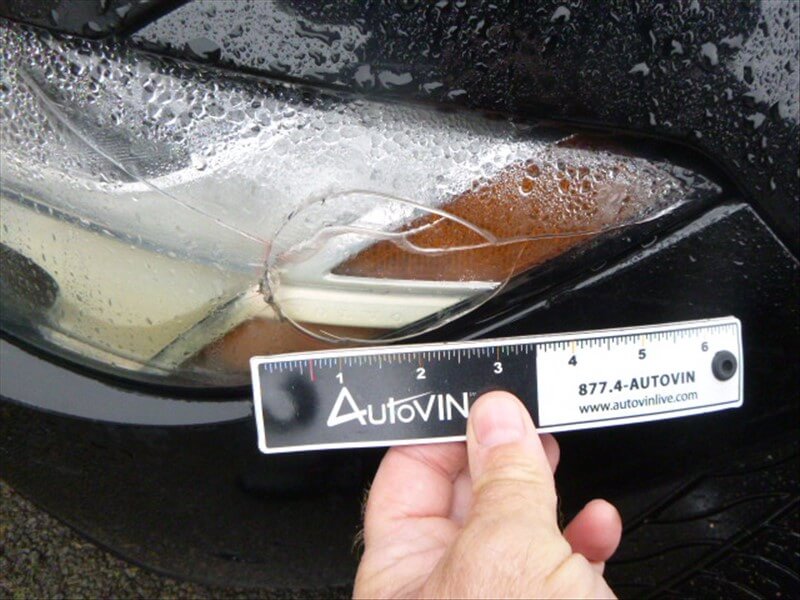 Damaged headlight