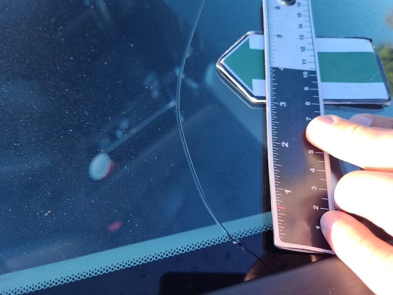 Damaged windshield