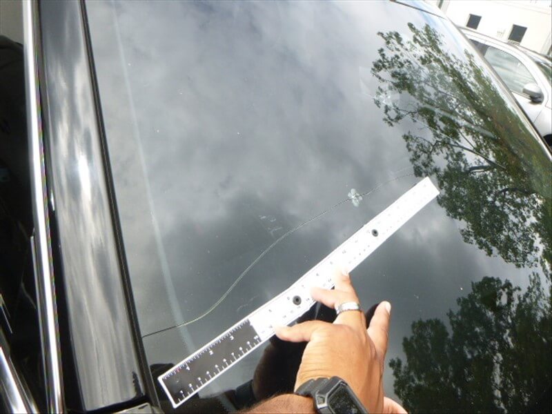 Damaged windshield
