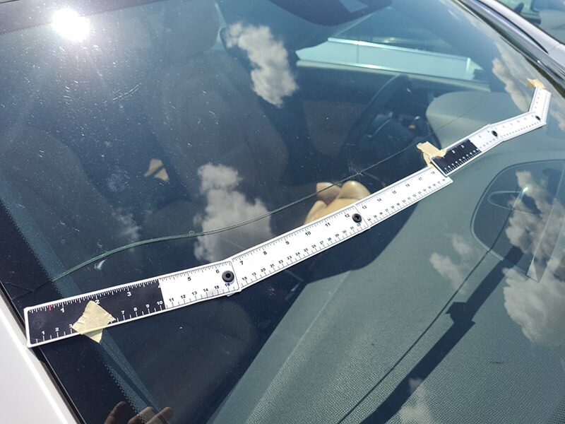 Damaged windshield