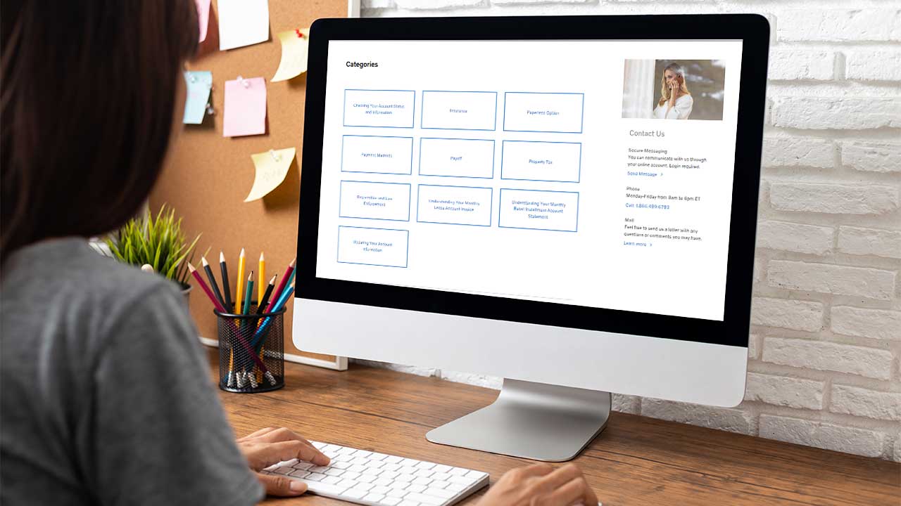 Woman on a laptop looking at the Help Center