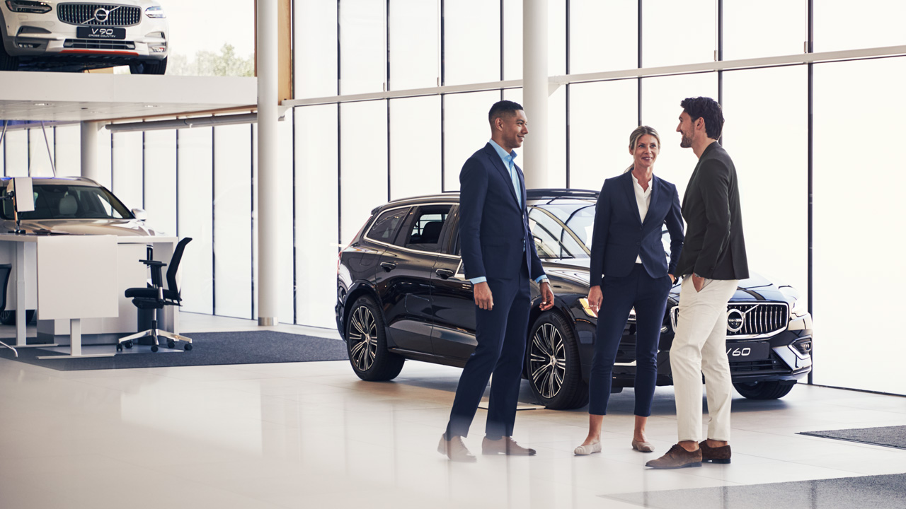 Group of people in Volvo dealership